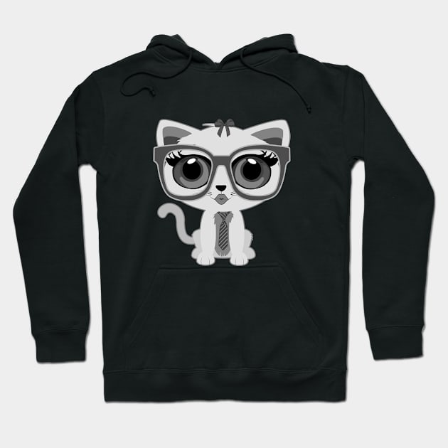 Kitten Nerd - Grey Hoodie by adamzworld